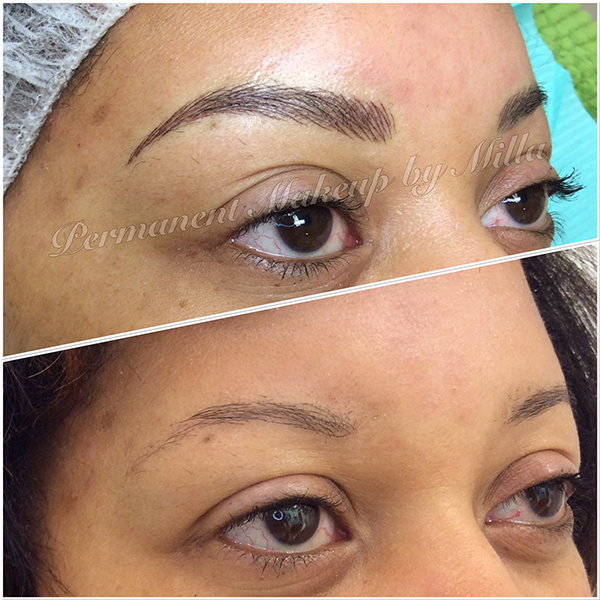 microbladed eyebrows before and after