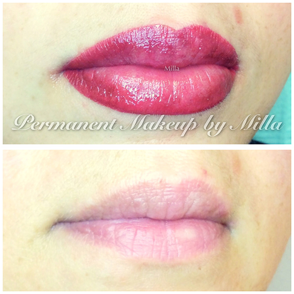 before and after permanent lip color